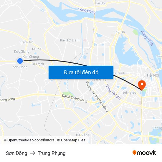 Sơn Đồng to Trung Phụng map