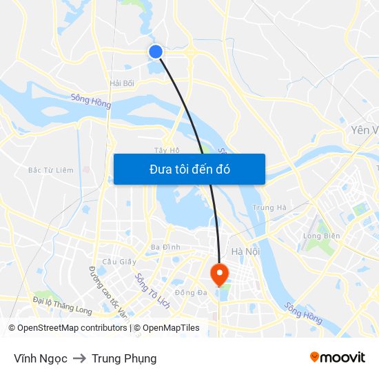 Vĩnh Ngọc to Trung Phụng map