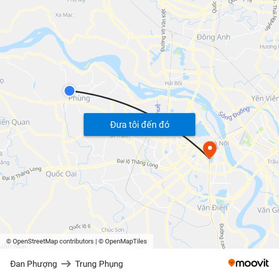 Đan Phượng to Trung Phụng map