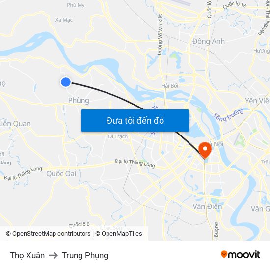 Thọ Xuân to Trung Phụng map