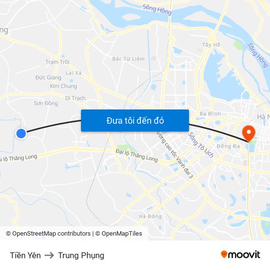 Tiền Yên to Trung Phụng map