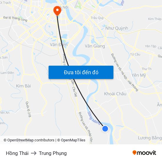 Hồng Thái to Trung Phụng map