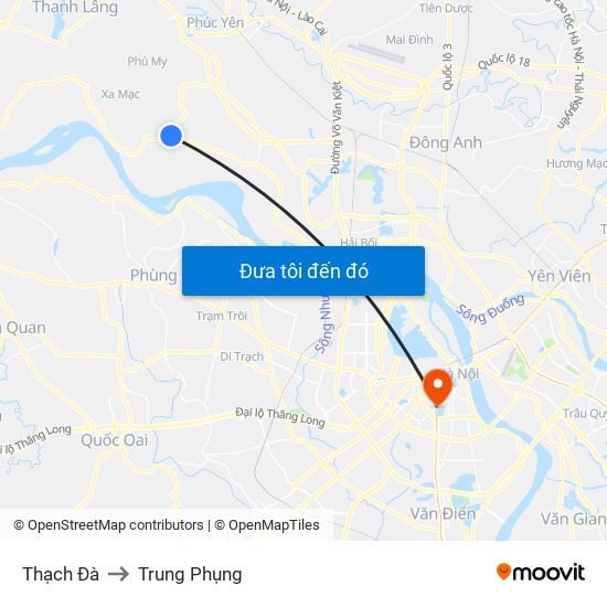 Thạch Đà to Trung Phụng map