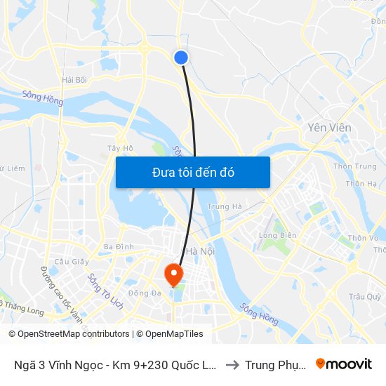 Ngã 3 Vĩnh Ngọc - Km 9+230 Quốc Lộ 3 to Trung Phụng map