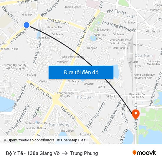 Bộ Y Tế - 138a Giảng Võ to Trung Phụng map