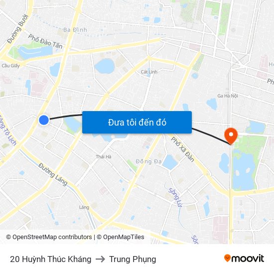 20 Huỳnh Thúc Kháng to Trung Phụng map