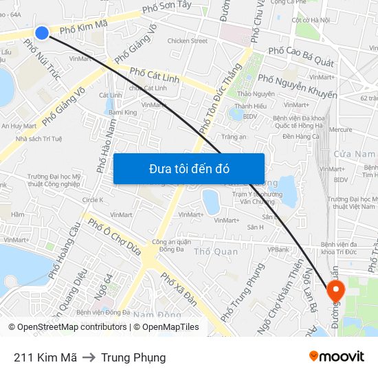 211 Kim Mã to Trung Phụng map