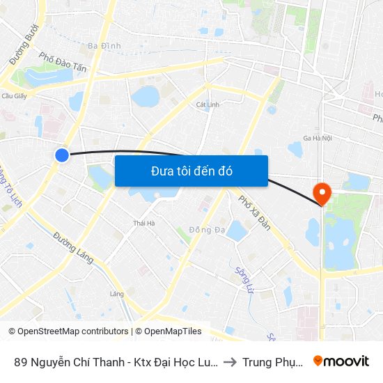 89 Nguyễn Chí Thanh - Ktx Đại Học Luật to Trung Phụng map