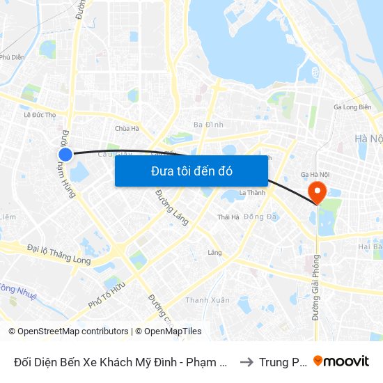 Đối Diện Bến Xe Khách Mỹ Đình - Phạm Hùng (Cột Trước) to Trung Phụng map