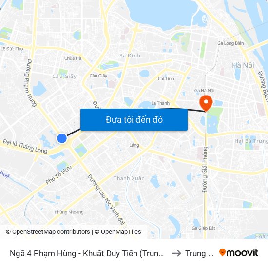 Ngã 4 Phạm Hùng - Khuất Duy Tiến (Trung Tâm Hội Nghị Quốc Gia) to Trung Phụng map