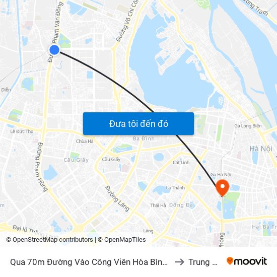 Qua 70m Đường Vào Công Viên Hòa Bình - Phạm Văn Đồng to Trung Phụng map