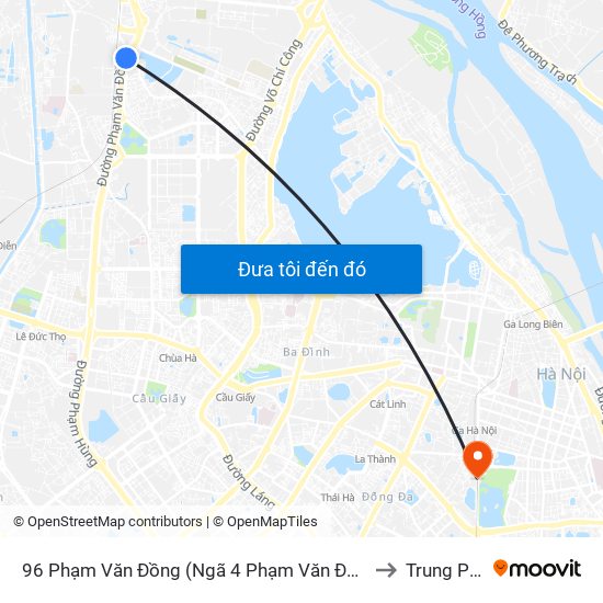 96 Phạm Văn Đồng (Ngã 4 Phạm Văn Đồng - Xuân Đỉnh) to Trung Phụng map