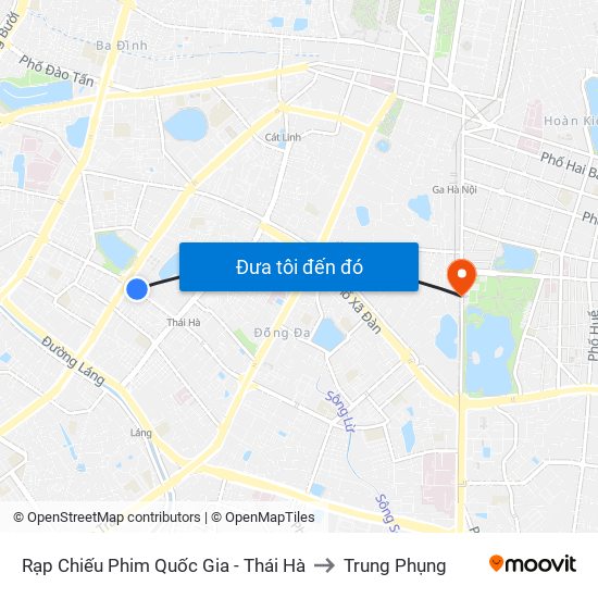 Rạp Chiếu Phim Quốc Gia - Thái Hà to Trung Phụng map