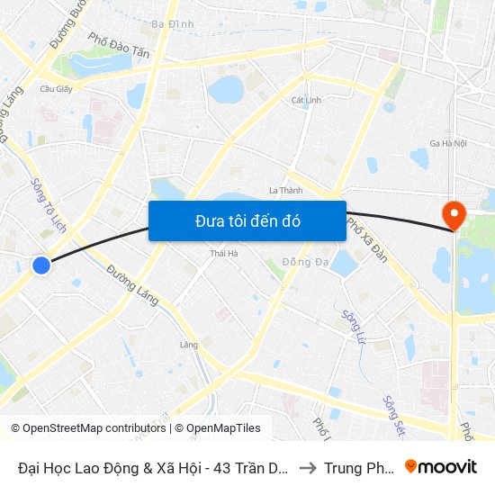 Đại Học Lao Động & Xã Hội - 43 Trần Duy Hưng to Trung Phụng map