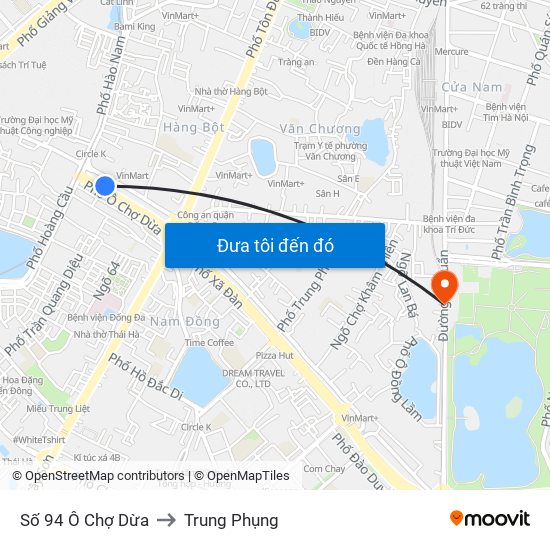 Số 94 Ô Chợ Dừa to Trung Phụng map