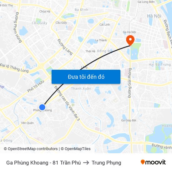 Ga Phùng Khoang - 81 Trần Phú to Trung Phụng map