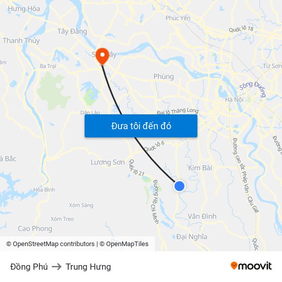 Đồng Phú to Trung Hưng map