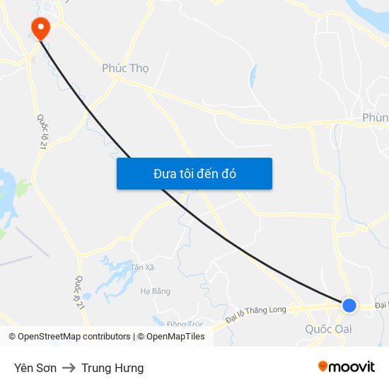 Yên Sơn to Trung Hưng map