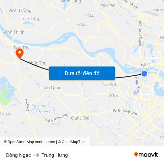 Đông Ngạc to Trung Hưng map