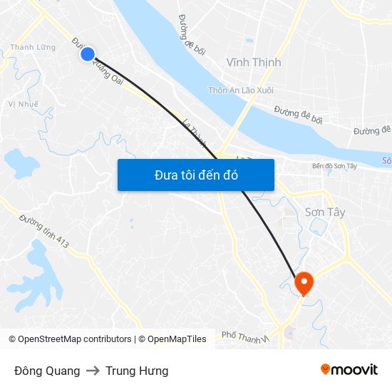 Đông Quang to Trung Hưng map