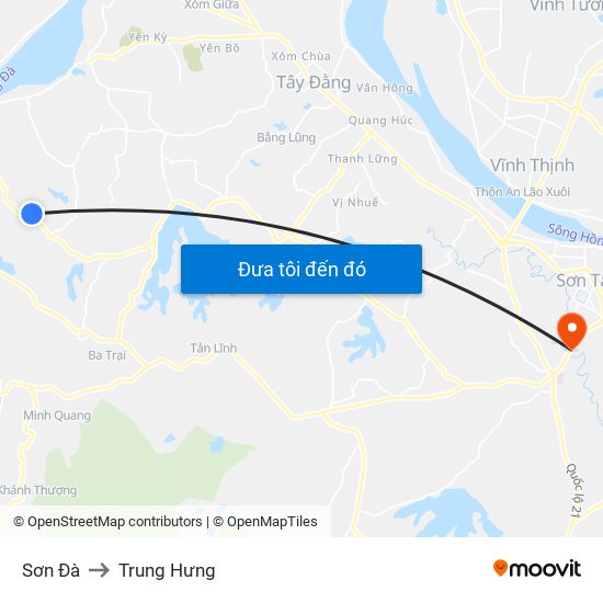 Sơn Đà to Trung Hưng map