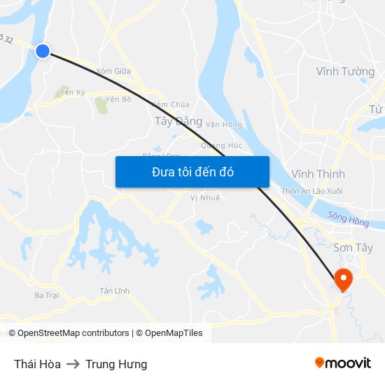 Thái Hòa to Trung Hưng map