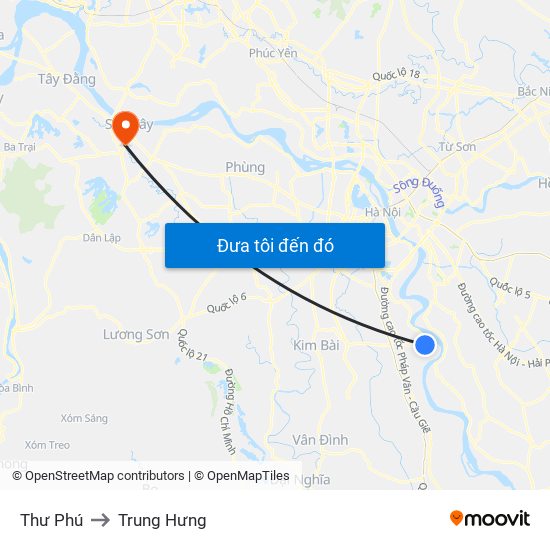Thư Phú to Trung Hưng map