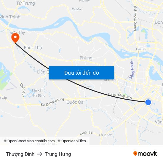 Thượng Đình to Trung Hưng map