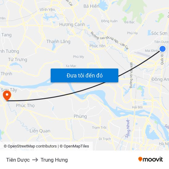 Tiên Dược to Trung Hưng map