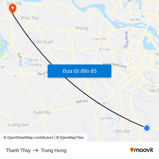 Thanh Thùy to Trung Hưng map