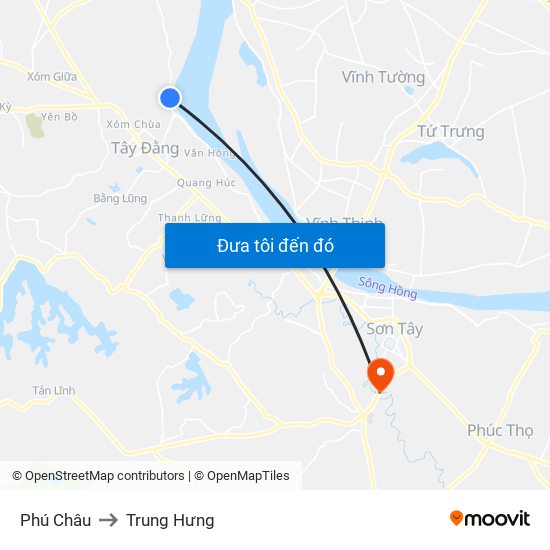 Phú Châu to Trung Hưng map