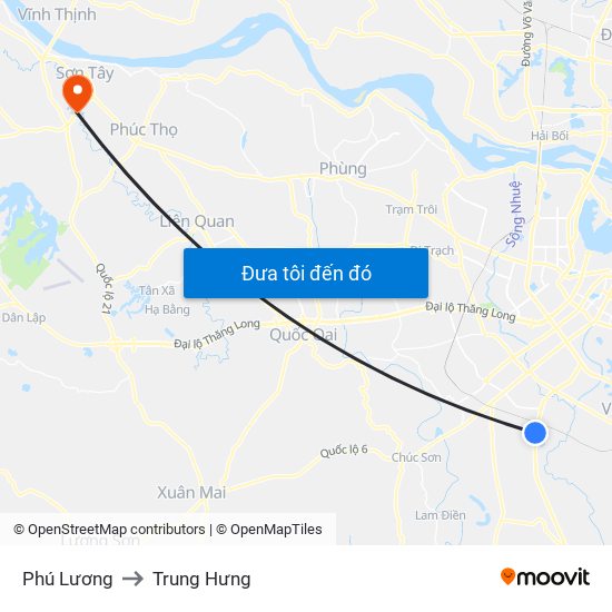 Phú Lương to Trung Hưng map