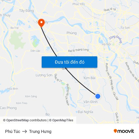 Phú Túc to Trung Hưng map