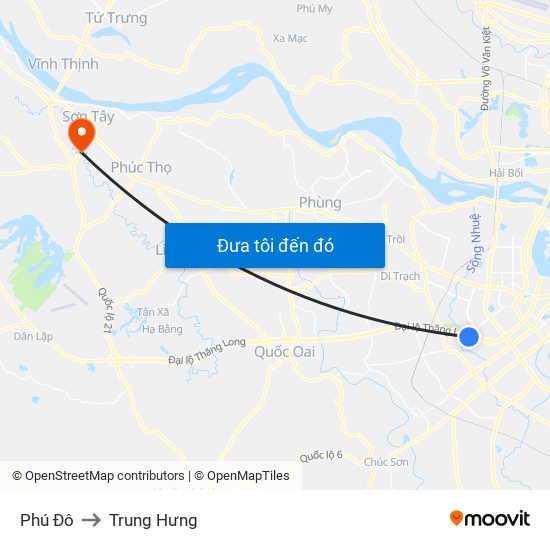 Phú Đô to Trung Hưng map