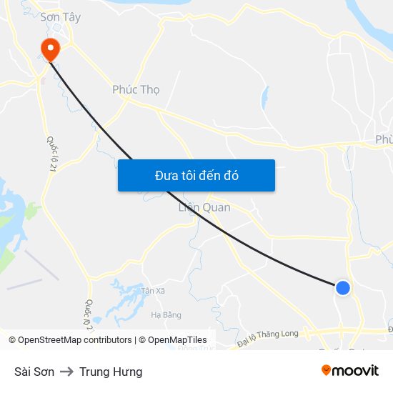 Sài Sơn to Trung Hưng map