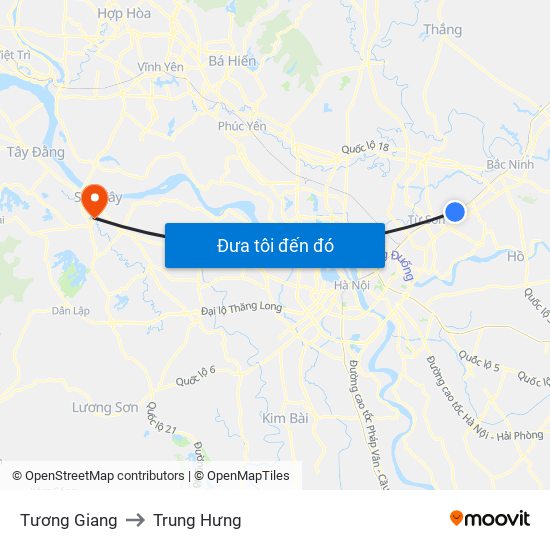 Tương Giang to Trung Hưng map