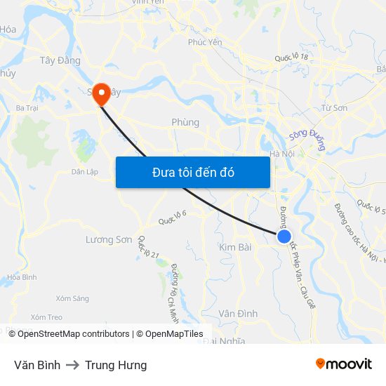 Văn Bình to Trung Hưng map