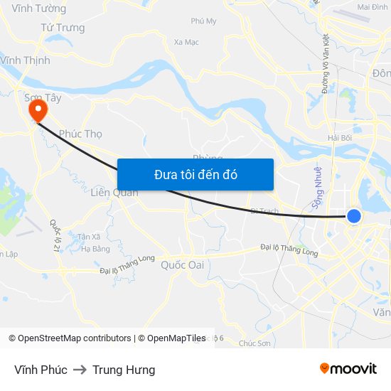 Vĩnh Phúc to Trung Hưng map