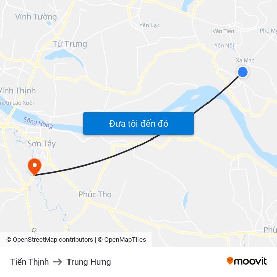 Tiến Thịnh to Trung Hưng map