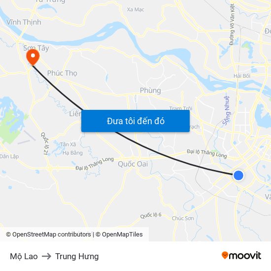 Mộ Lao to Trung Hưng map