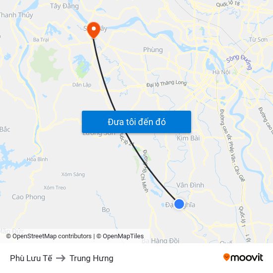 Phù Lưu Tế to Trung Hưng map