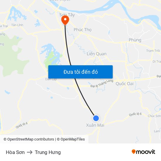 Hòa Sơn to Trung Hưng map