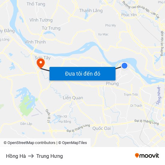 Hồng Hà to Trung Hưng map
