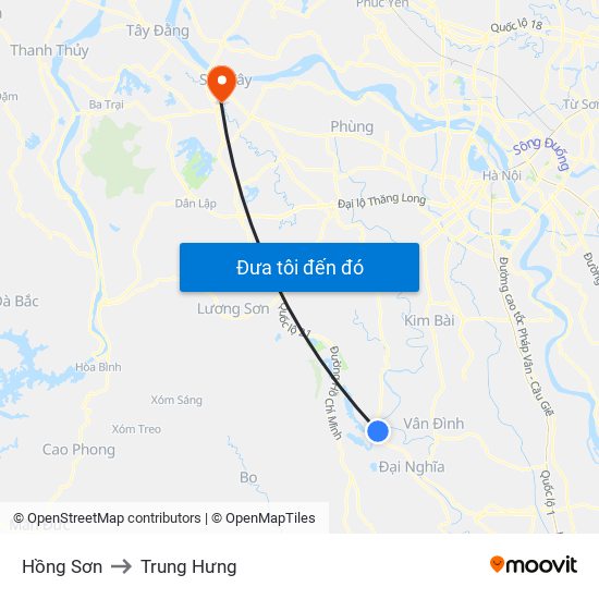 Hồng Sơn to Trung Hưng map