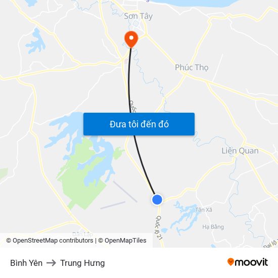 Bình Yên to Trung Hưng map