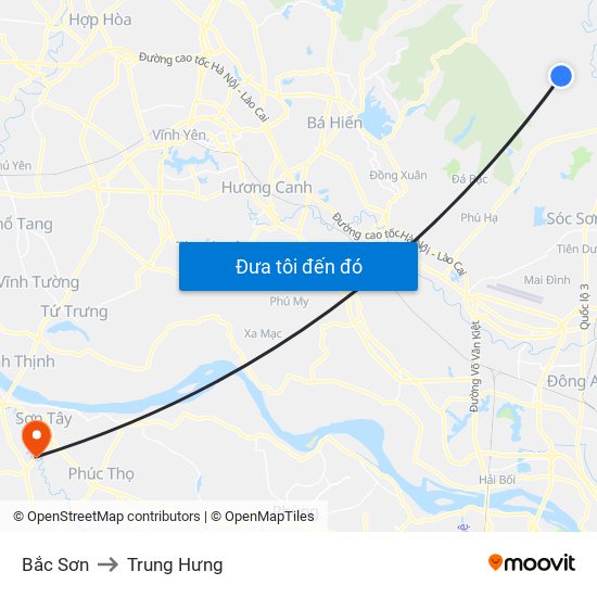 Bắc Sơn to Trung Hưng map