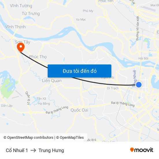 Cổ Nhuế 1 to Trung Hưng map