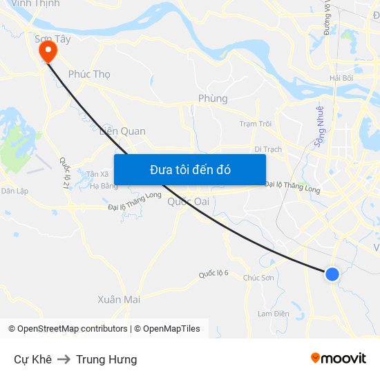 Cự Khê to Trung Hưng map