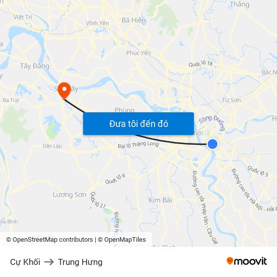 Cự Khối to Trung Hưng map