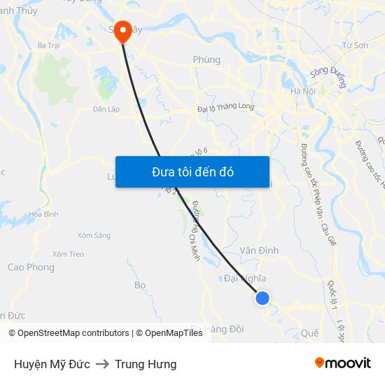 Huyện Mỹ Đức to Trung Hưng map